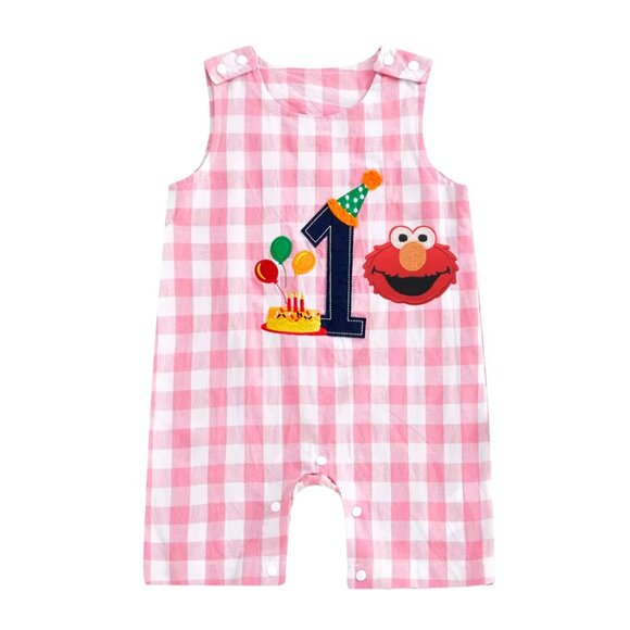 Sesame Street Romper First Birthday Elmo Dress Elmo Outfit Elmo Clothes Shortall - Picture 1 of 2